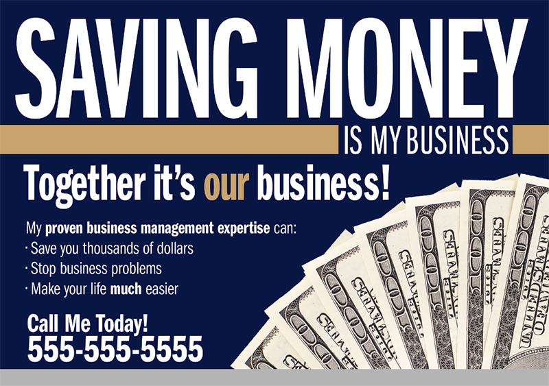 finance postcard example