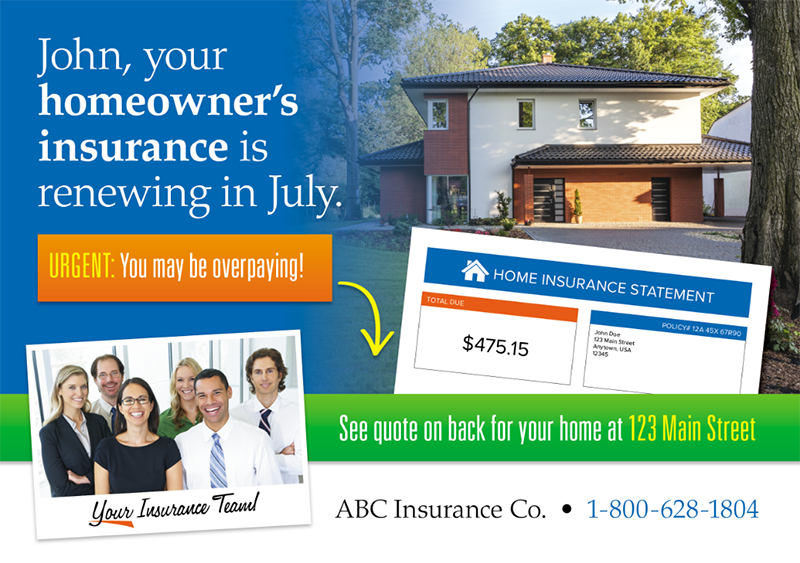 insurance postcard example